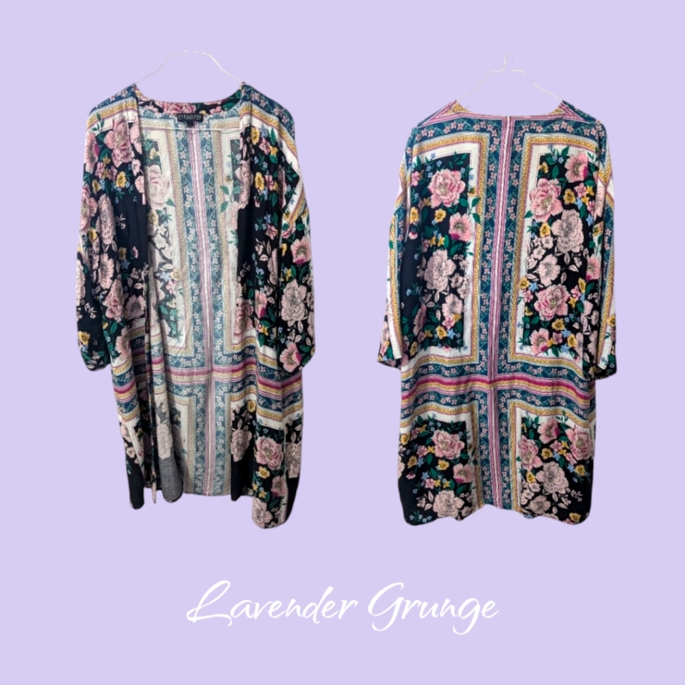 P.J. Salvage Black Floral Kimono - US L